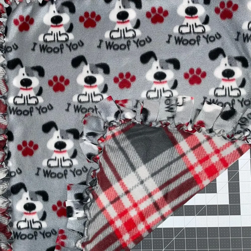 I Woof You Fleece Fringe Pet Blanket / Lap Blanket, 28
